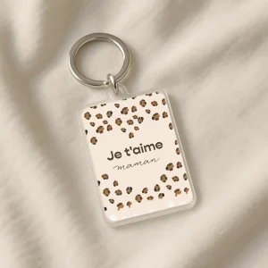 Porte-clés “Je t’aime maman – Léopard